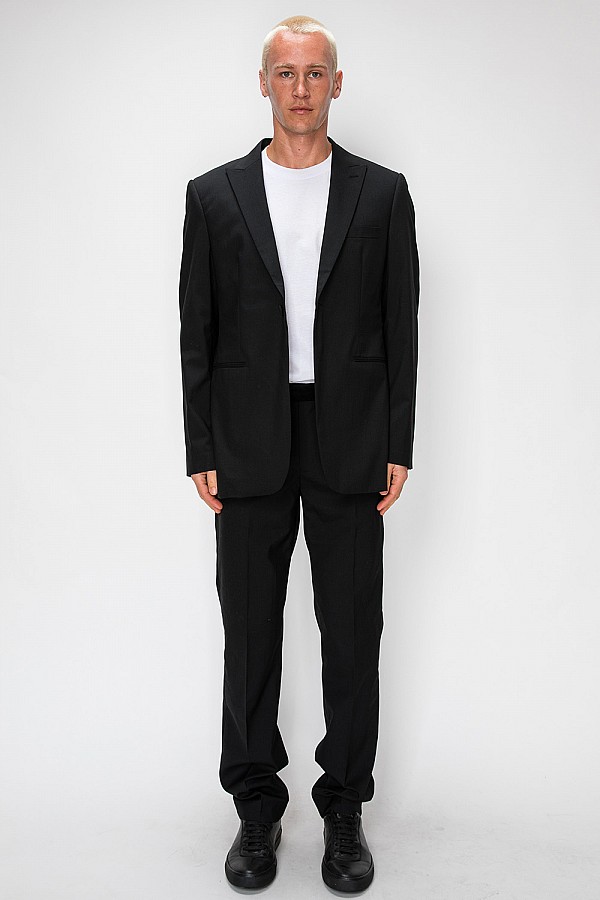 ACE CLUB Monogram Suede Detail Blazer – Black ACE CLUB Monogram Suede Detail Blazer – Black