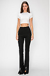 ACE CLUB E.V.E. Black Pearl & Rhinestone Slit Flare Pants ACE CLUB E.V.E. Black Pearl & Rhinestone Slit Flare Pants