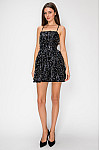 ACE CLUB E.V.E. Black Sequin Floral Lace-Up Mini Dress
