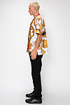 ACE CLUB Filigree Rhinestone Short Sleeve Shirt – White/Gold ACE CLUB Filigree Rhinestone Short Sleeve Shirt – White/Gold