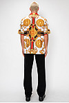 ACE CLUB Filigree Rhinestone Short Sleeve Shirt – White/Gold ACE CLUB Filigree Rhinestone Short Sleeve Shirt – White/Gold