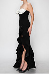 ACE CLUB E.V.E. Black Contrast Petal Bust Ruffle Maxi Dress ACE CLUB E.V.E. Black Contrast Petal Bust Ruffle Maxi Dress