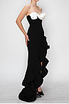 ACE CLUB E.V.E. Black Contrast Petal Bust Ruffle Maxi Dress ACE CLUB E.V.E. Black Contrast Petal Bust Ruffle Maxi Dress