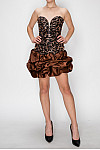 ACE CLUB E.V.E. Brown Crystal Corset Ruffle Mini Dress