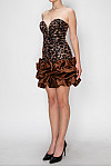 ACE CLUB E.V.E. Brown Crystal Corset Ruffle Mini Dress