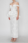 ACE CLUB E.V.E. White Off-Shoulder Embroidered Lace Peplum Maxi Dress ACE CLUB E.V.E. White Off-Shoulder Embroidered Lace Peplum Maxi Dress