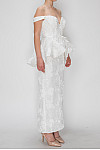 ACE CLUB E.V.E. White Off-Shoulder Embroidered Lace Peplum Maxi Dress ACE CLUB E.V.E. White Off-Shoulder Embroidered Lace Peplum Maxi Dress