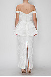 ACE CLUB E.V.E. White Off-Shoulder Embroidered Lace Peplum Maxi Dress ACE CLUB E.V.E. White Off-Shoulder Embroidered Lace Peplum Maxi Dress