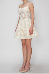 ACE CLUB E.V.E. Ivory Floral Embroidered Lace Mini Dress