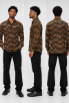 ACE CLUB Rhinestone Tiger Pattern Long Sleeve Shirt