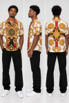 ACE CLUB Filigree Rhinestone Short Sleeve Shirt – White/Gold ACE CLUB Filigree Rhinestone Short Sleeve Shirt – White/Gold