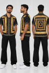 ACE CLUB Gold Frame Rhinestone Short Sleeve Shirt