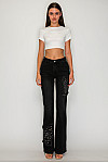 ACE CLUB E.V.E. Black Wash Butterfly Appliqué Flare Jeans ACE CLUB E.V.E. Black Wash Butterfly Appliqué Flare Jeans
