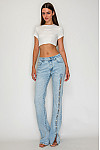 ACE CLUB E.V.E. Light Wash Pearl Button Side-Slit Jeans ACE CLUB E.V.E. Light Wash Pearl Button Side-Slit Jeans