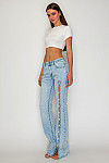 ACE CLUB E.V.E. Light Wash Pearl Button Side-Slit Jeans ACE CLUB E.V.E. Light Wash Pearl Button Side-Slit Jeans