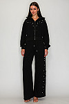 ACE CLUB E.V.E. Black Pearl Embellished Lace-Panel Hoodie & Wide-Leg Pants Set
