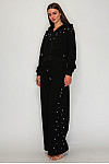 ACE CLUB E.V.E. Black Pearl Embellished Lace-Panel Hoodie & Wide-Leg Pants Set