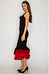 ACE CLUB E.V.E. Black & Red Asymmetric Rosette Midi Dress