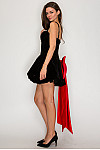 ACE CLUB E.V.E. Black Velvet Crystal Trim Bow Mini Dress
