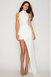 ACE CLUB E.V.E. White Sculpt Halter Asymmetric Mini Dress ACE CLUB E.V.E. White Sculpt Halter Asymmetric Mini Dress