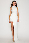 ACE CLUB E.V.E. White Sculpt Halter Asymmetric Mini Dress ACE CLUB E.V.E. White Sculpt Halter Asymmetric Mini Dress