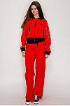 ACE CLUB E.V.E. Red & Black Pearl Embellished Colorblock Hoodie & Pants Set ACE CLUB E.V.E. Red & Black Pearl Embellished Colorblock Hoodie & Pants Set