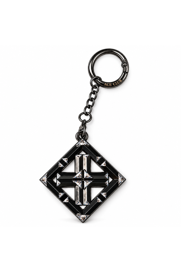 ACE CLUB Gunmetal Crystal Keychain ACE CLUB Gunmetal Crystal Keychain